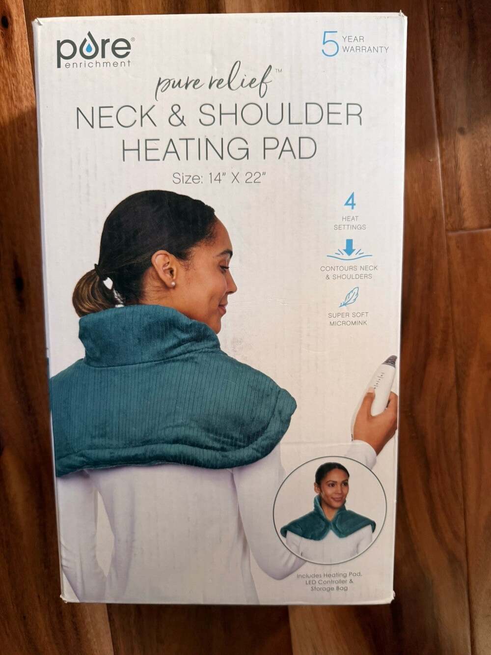 Pure Enrichment Neck & Shoulder Heating Pad 14x22 – 4 Heat Settings – NEW